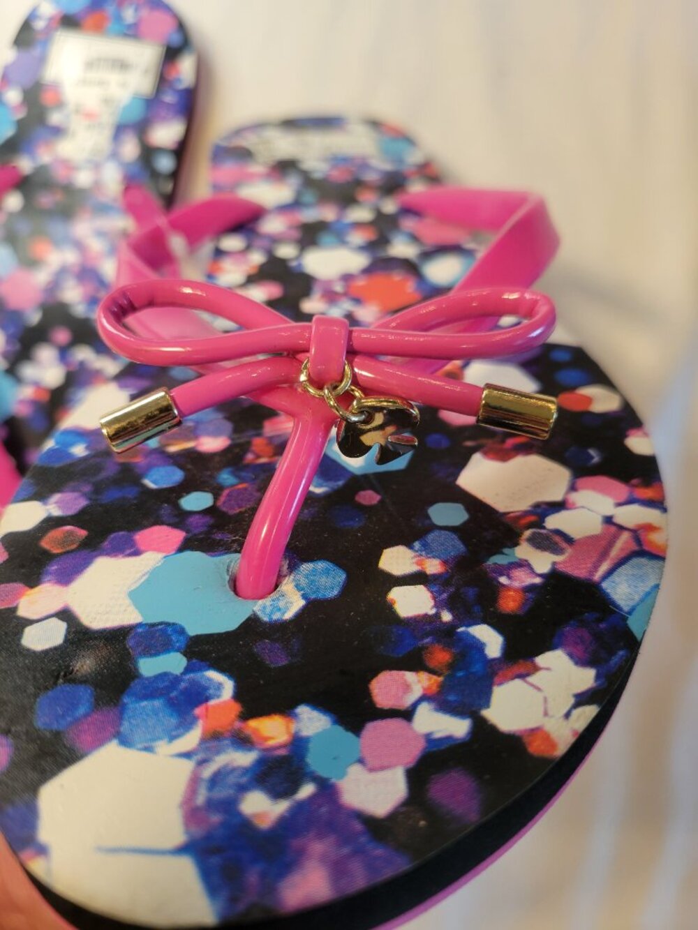 Kate Spade New York Confetti Bow Flip Flops Pink Women's 9-10 - Picture 2 of 6